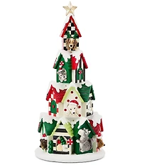 MacKenzie-Childs Holiday Collection Check It Out Illuminated Dog House Tower