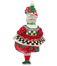MacKenzie-Childs Holiday Collection Check It Out Miss Kitty Glass Ornament
