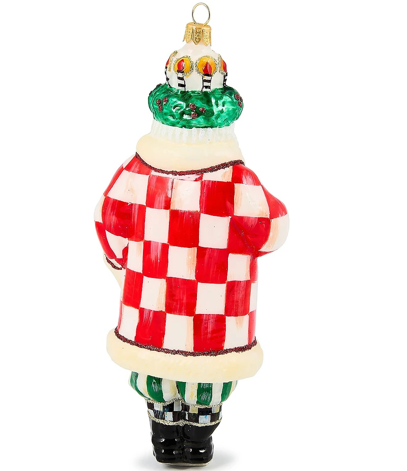 MacKenzie-Childs Holiday Collection Check It Out Santa Lucia Glass Ornament