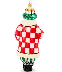 MacKenzie-Childs Holiday Collection Check It Out Santa Lucia Glass Ornament