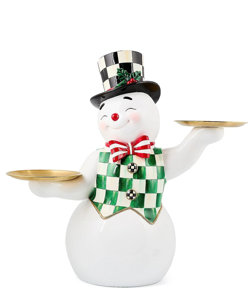 MacKenzie-Childs Holiday Collection Check It Out Snowman Butler Figurine
