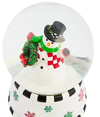 MacKenzie-Childs Holiday Collection Check It Out Snowman Snow Globe