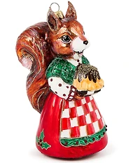 MacKenzie-Childs Holiday Collection Check It out Squirrel Glass Ornament