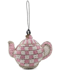 MacKenzie-Childs Holiday Collection Check Teapot Beaded Ornament