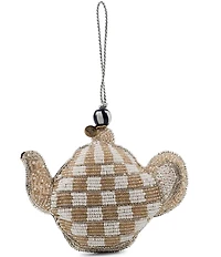 MacKenzie-Childs Holiday Collection Check Teapot Beaded Ornament