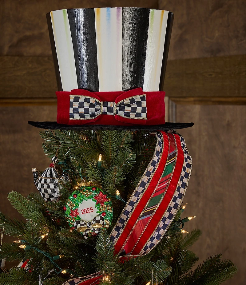 MacKenzie-Childs Holiday Collection Checkmate Top Hat Tree Topper