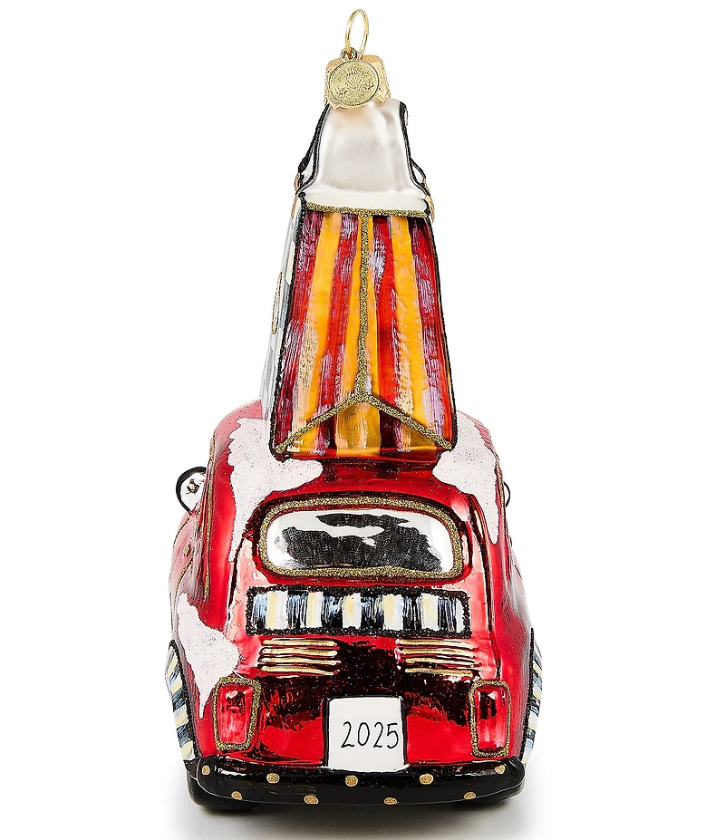 MacKenzie-Childs Holiday Collection Christmas Shopping Car Glass Ornament