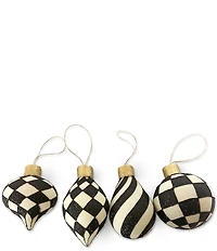 MacKenzie-Childs Holiday Collection Classic Courtly Glass Ornaments, Set of 4