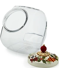 MacKenzie-Childs Holiday Collection Cookie Jar with Deck the Halls Lid