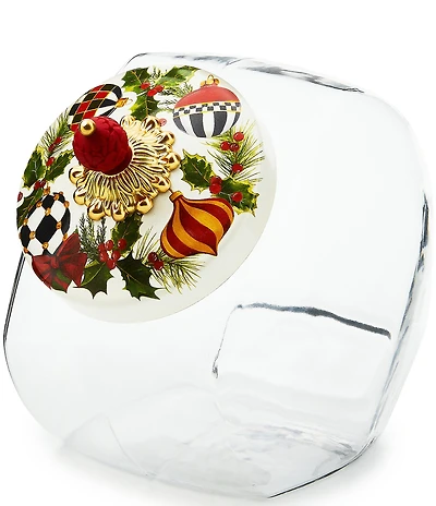 MacKenzie-Childs Holiday Collection Cookie Jar with Deck the Halls Lid