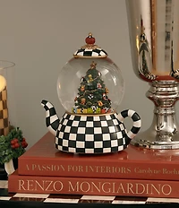 MacKenzie-Childs Holiday Collection Courtly Check® Tea Kettle Musical Snow Globe