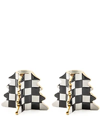 MacKenzie-Childs Holiday Collection Courtly Check® Tree Shaped Candle Holders, Set of 2