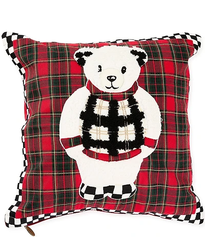 MacKenzie-Childs Holiday Collection Cozy Bear Reversible Square Throw Pillow