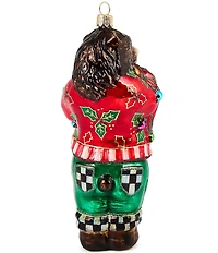 MacKenzie-Childs Holiday Collection Deck The Halls Bear Glass Ornament