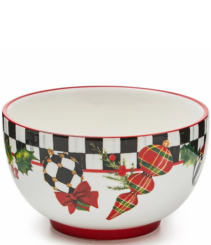 MacKenzie-Childs Holiday Collection Deck The Halls Breakfast Bowls, Set of 4