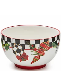 MacKenzie-Childs Holiday Collection Deck The Halls Breakfast Bowls, Set of 4