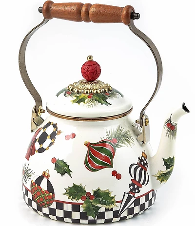 MacKenzie-Childs Holiday Collection Deck the Halls Tea Kettle, 2 Qt.