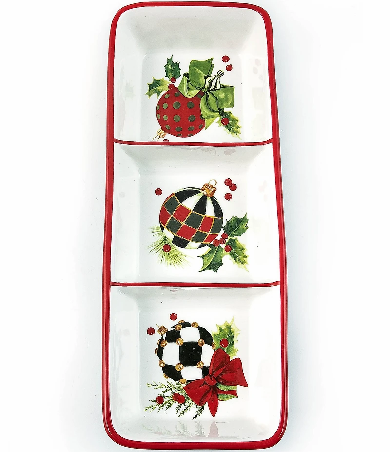 MacKenzie-Childs Holiday Collection Deck the Halls Trio Dip Tray