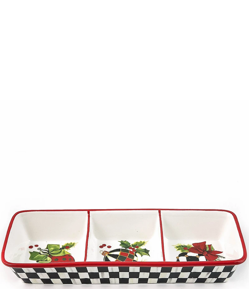 MacKenzie-Childs Holiday Collection Deck the Halls Trio Dip Tray