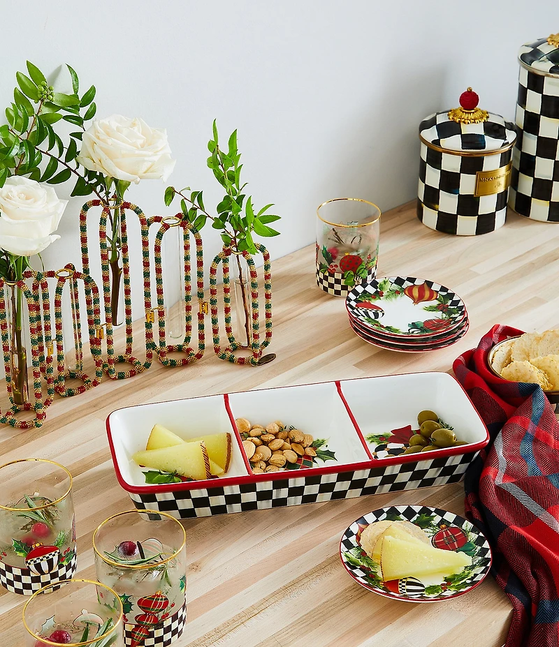 MacKenzie-Childs Holiday Collection Deck the Halls Trio Dip Tray
