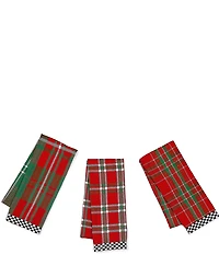 MacKenzie-Childs Holiday Collection Festive Assorted Woven Dish Towels, Set of 3