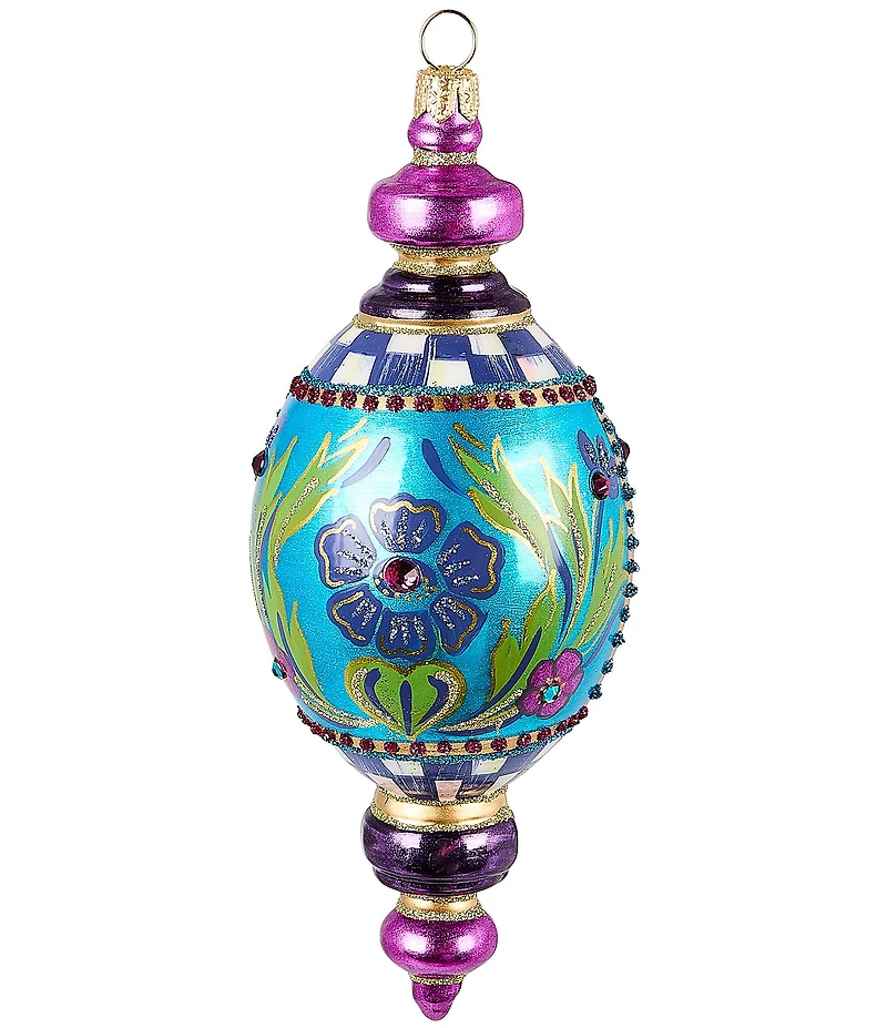 MacKenzie-Childs Holiday Collection Floral Oval Drop Glass Ornament