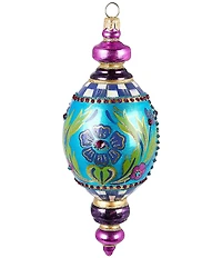 MacKenzie-Childs Holiday Collection Floral Oval Drop Glass Ornament