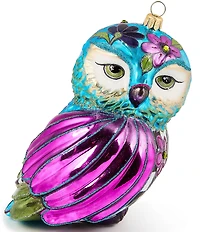 MacKenzie-Childs Holiday Collection Floral Owl Glass Ornament
