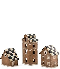 MacKenzie-Childs Holiday Collection Gingerbread Illuminated Mini Houses, Set of 3
