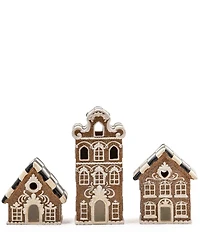MacKenzie-Childs Holiday Collection Gingerbread Illuminated Mini Houses, Set of 3