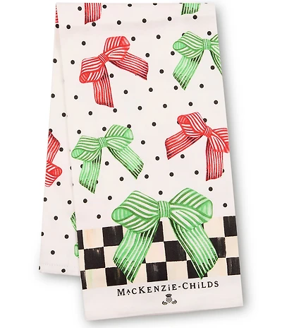MacKenzie-Childs Holiday Collection Holiday Bow Printed Dish Towel