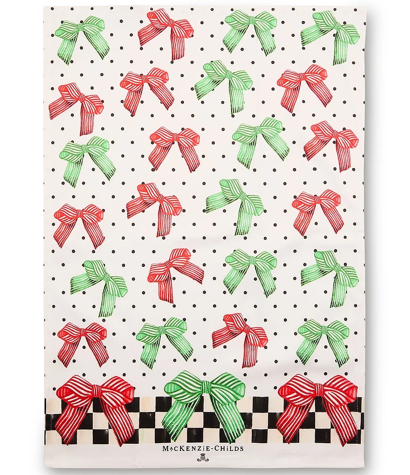 MacKenzie-Childs Holiday Collection Holiday Bow Printed Dish Towel