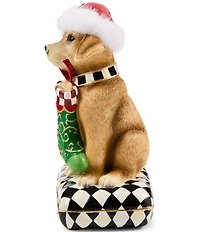 MacKenzie-Childs Holiday Labrador Retriever Dog On Pillow Figurine