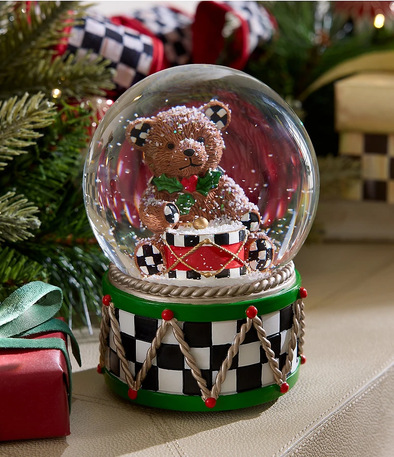 MacKenzie-Childs Holiday Collection Holly Bear Snow Globe