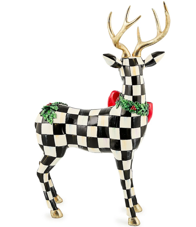 MacKenzie-Childs Holiday Collection Holly Check Standing Deer Figurine