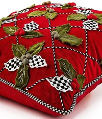 MacKenzie-Childs Holiday Collection Holly Lattice Throw Square Pillow