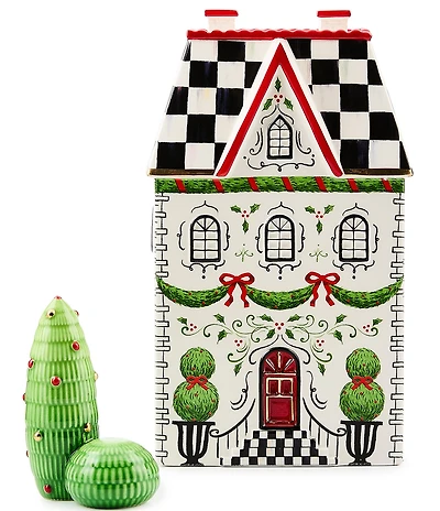 MacKenzie-Childs Holiday Collection Holly Village Illuminated Ceramic Cottage