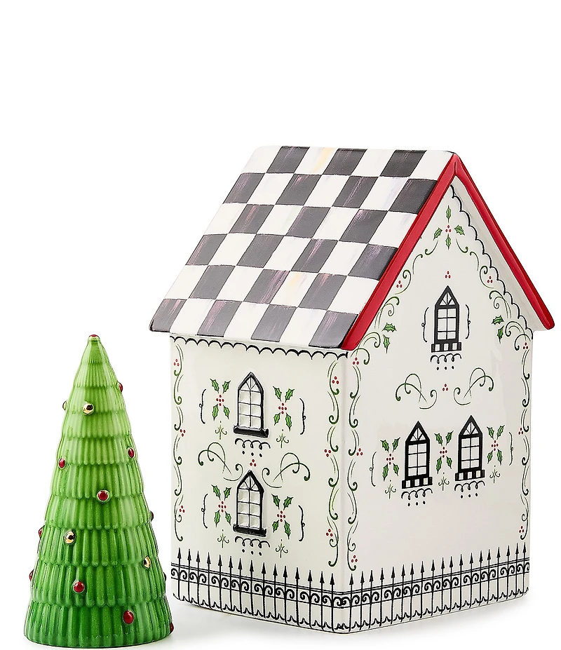 MacKenzie-Childs Holiday Collection Holly Village Illuminated Ceramic House