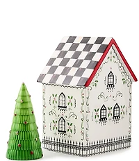 MacKenzie-Childs Holiday Collection Holly Village Illuminated Ceramic House