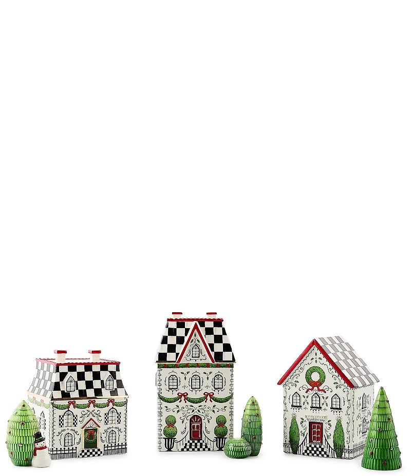 MacKenzie-Childs Holiday Collection Holly Village Illuminated Ceramic House