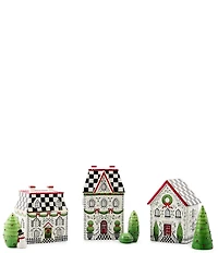 MacKenzie-Childs Holiday Collection Holly Village Illuminated Ceramic House