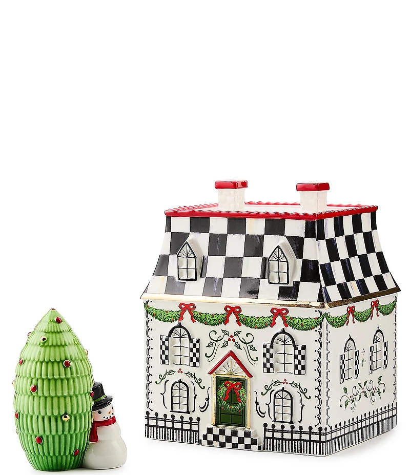 MacKenzie-Childs Holiday Collection Holly Village Illuminated Ceramic Villa