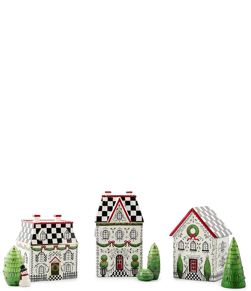 MacKenzie-Childs Holiday Collection Holly Village Illuminated Ceramic Villa