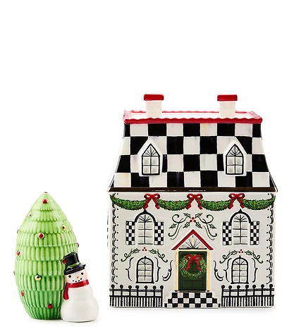 MacKenzie-Childs Holiday Collection Holly Village Illuminated Ceramic Villa