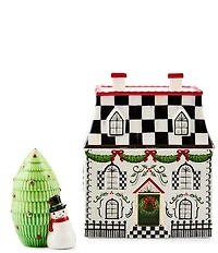 MacKenzie-Childs Holiday Collection Holly Village Illuminated Ceramic Villa