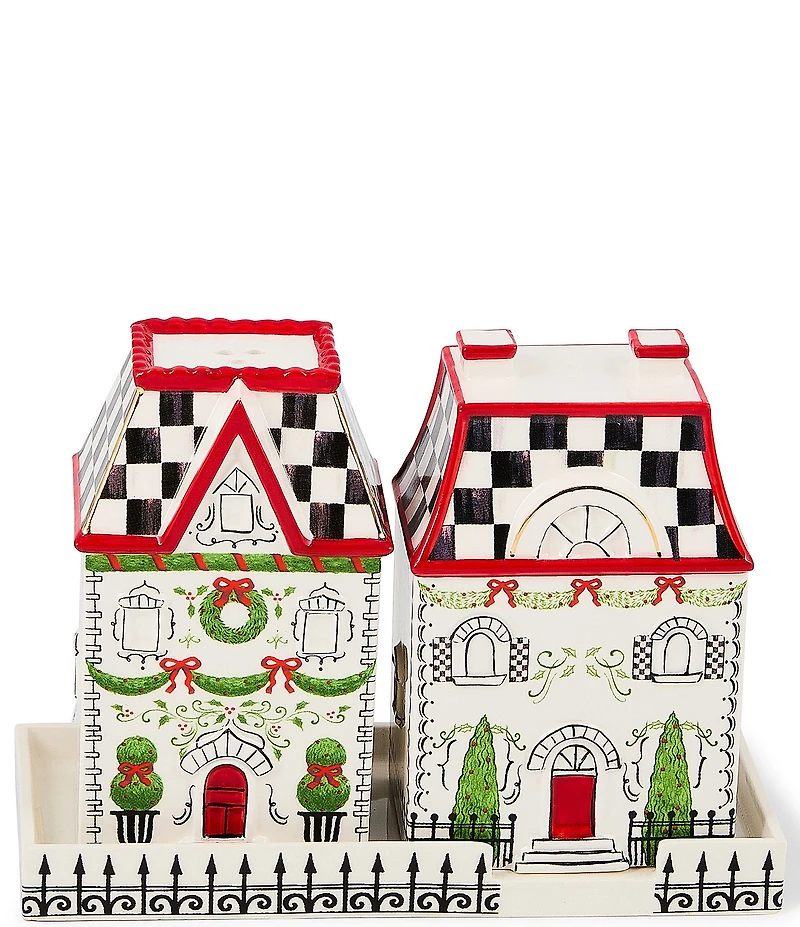 MacKenzie-Childs Holly Village Salt & Pepper Set