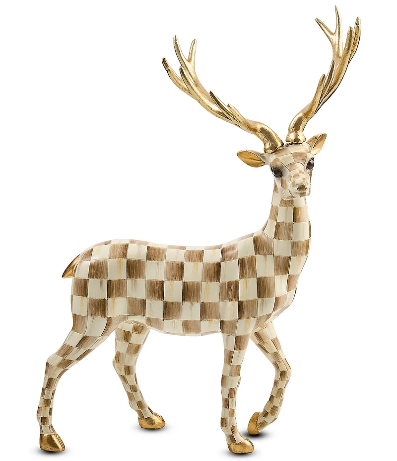 MacKenzie-Childs Holiday Collection Mocha Check® Standing Deer Figurine