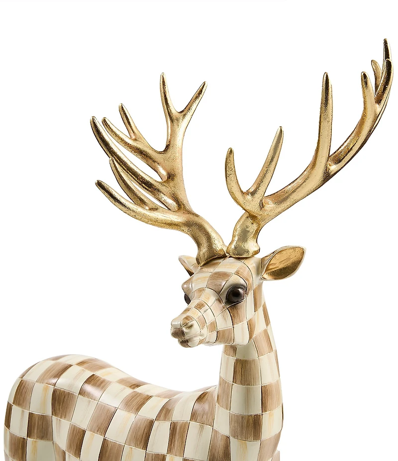 MacKenzie-Childs Holiday Collection Mocha Check® Standing Deer Figurine