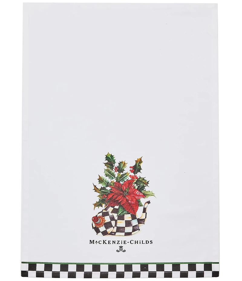 MacKenzie-Childs Holiday Collection Poinsettia Tea Kettle Dish Towel