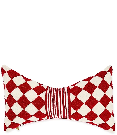 MacKenzie-Childs Holiday Collection Red Diamond Bow Shaped Throw Pillow